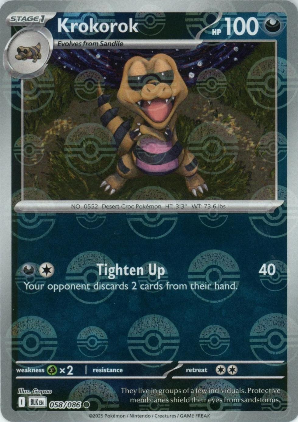 Black Bolt Krokorok [Poke-Ball] Pokémon card